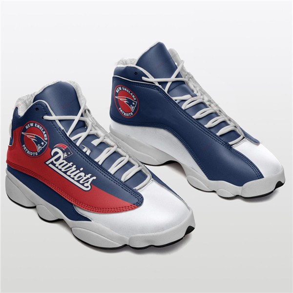 Women's New England Patriots AJ13 Series High Top Leather Sneakers 002